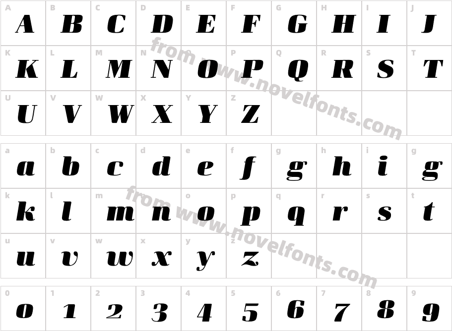 Curve Ultra Bold ItalicCharacter Map