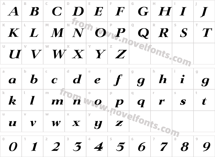 LingwoodEF-BoldItalicCharacter Map