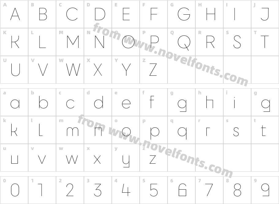 Cy Extra LightCharacter Map