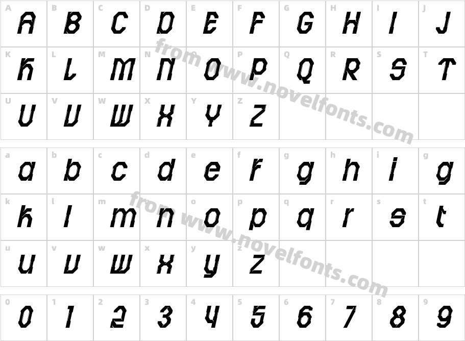 Cybros ItalicCharacter Map