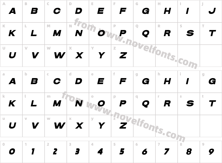 DANSON BOLD ITALICCharacter Map