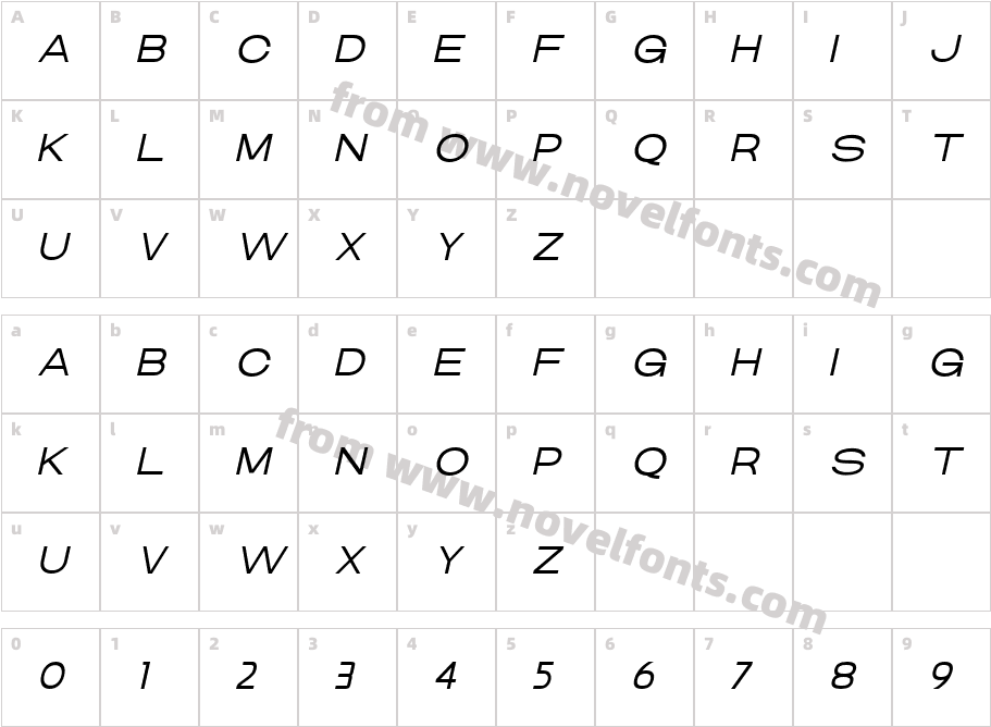 DANSON LIGHT ITALICCharacter Map