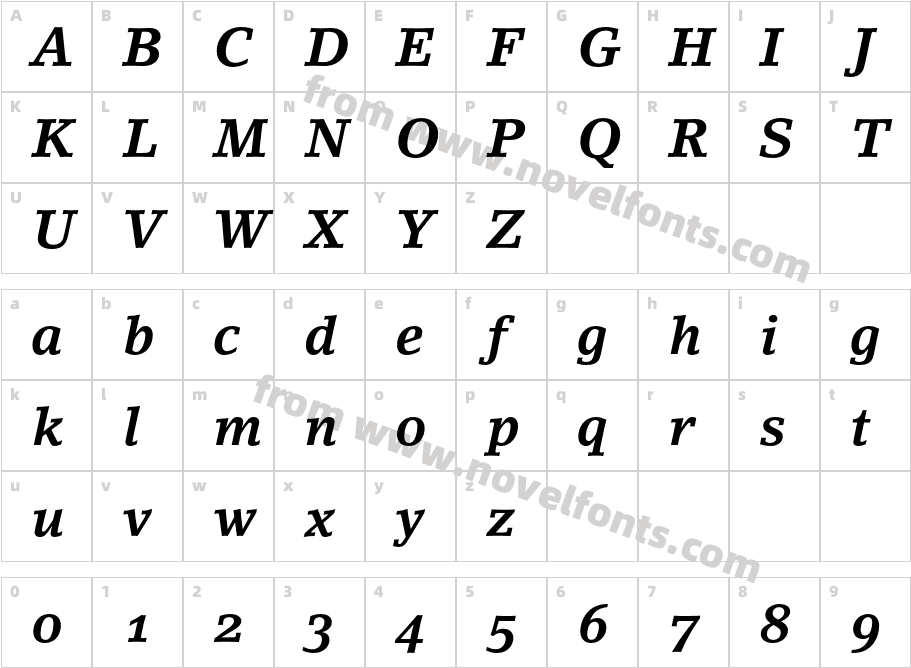 LinoLetter-BoldItalicOsFCharacter Map