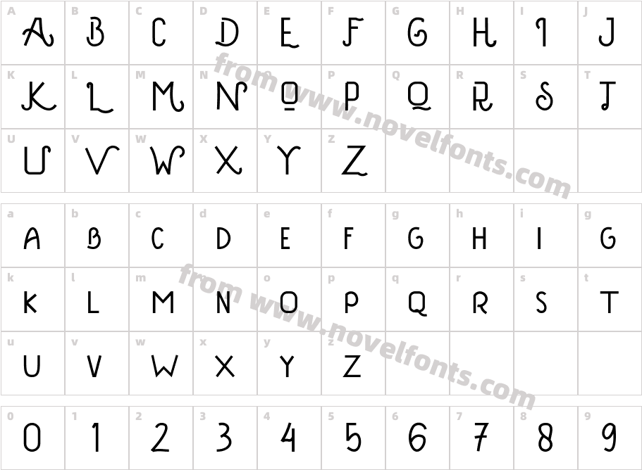 DAVINA VINTAGE FONTCharacter Map