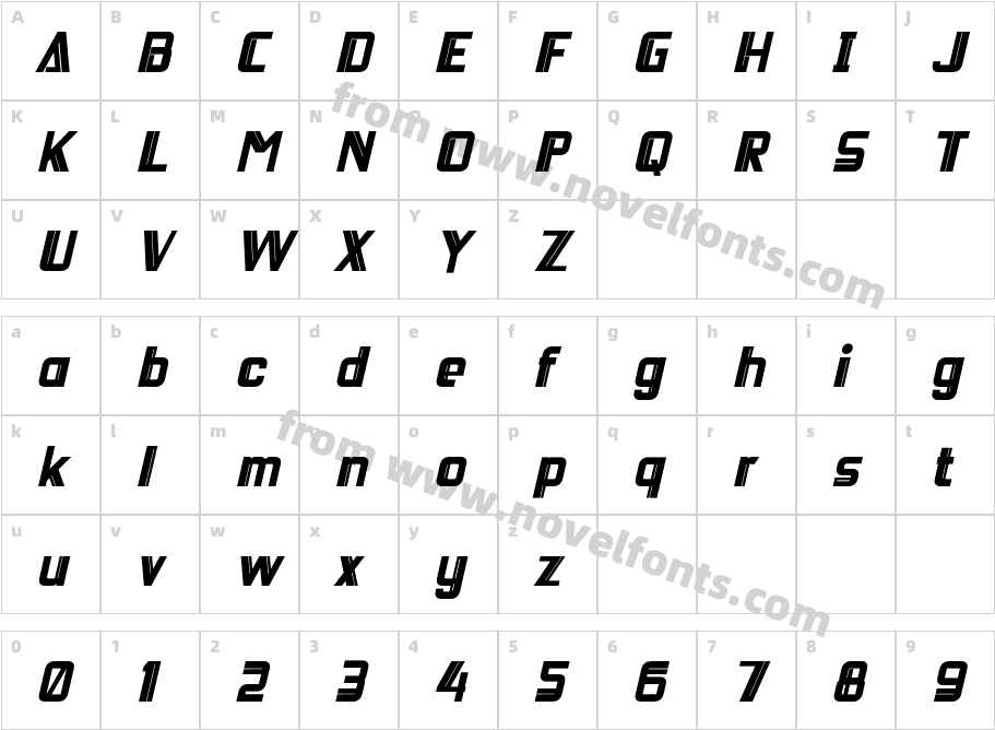 DEICHO Bold SlantedCharacter Map