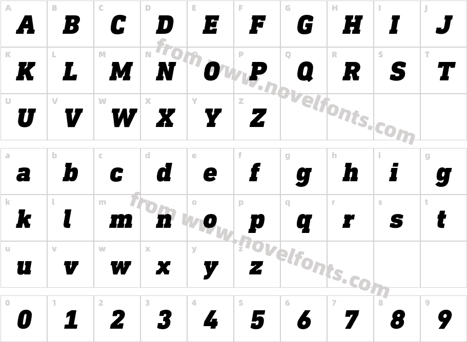 DIN Next Slab Pro Black ItalicCharacter Map