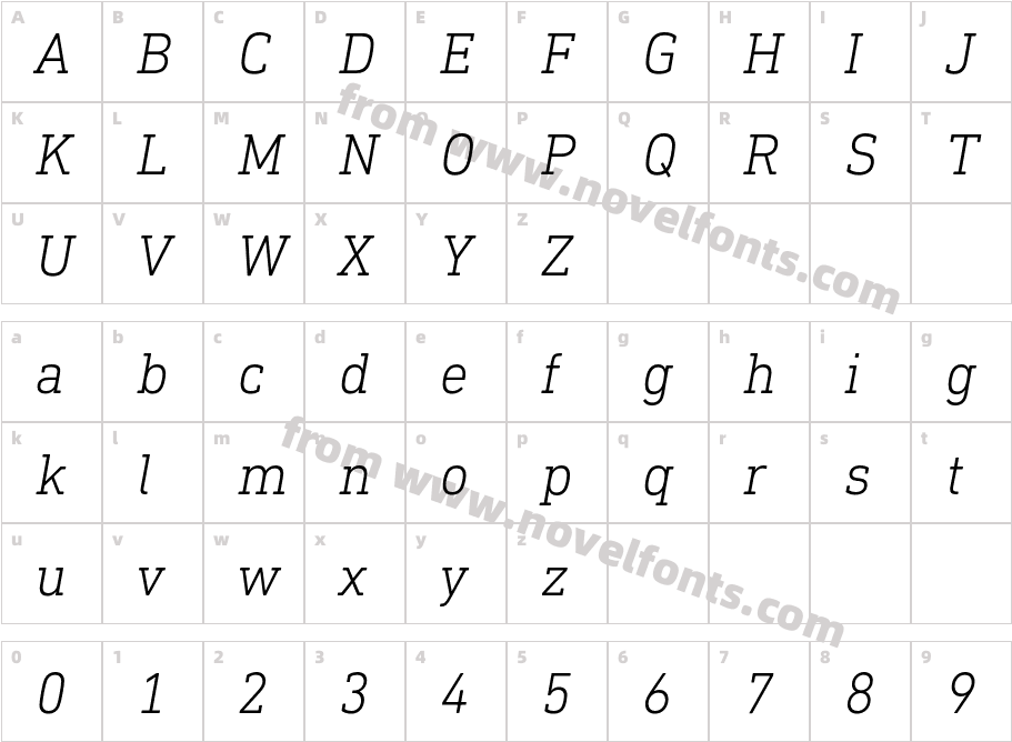 DIN Next Slab Pro Light ItalicCharacter Map