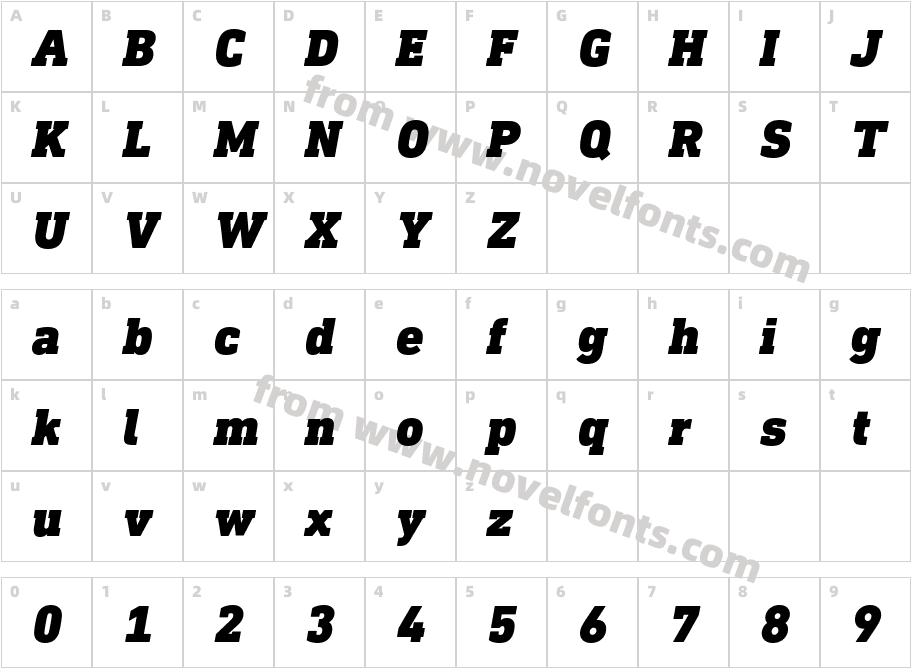DIN Next Slab W04 Black ItalicCharacter Map