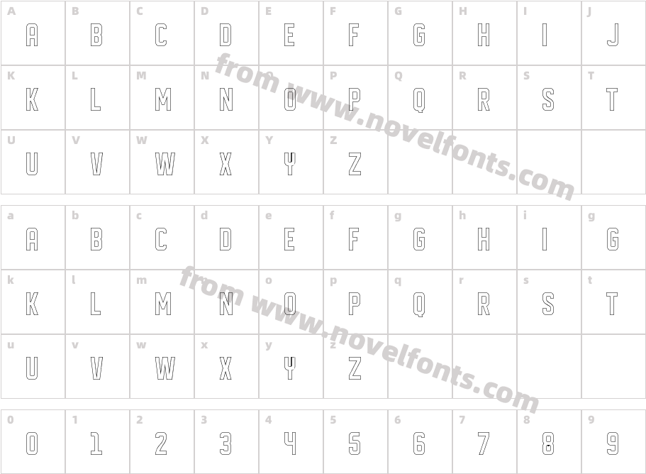 DISPLAYE DoutlineCharacter Map