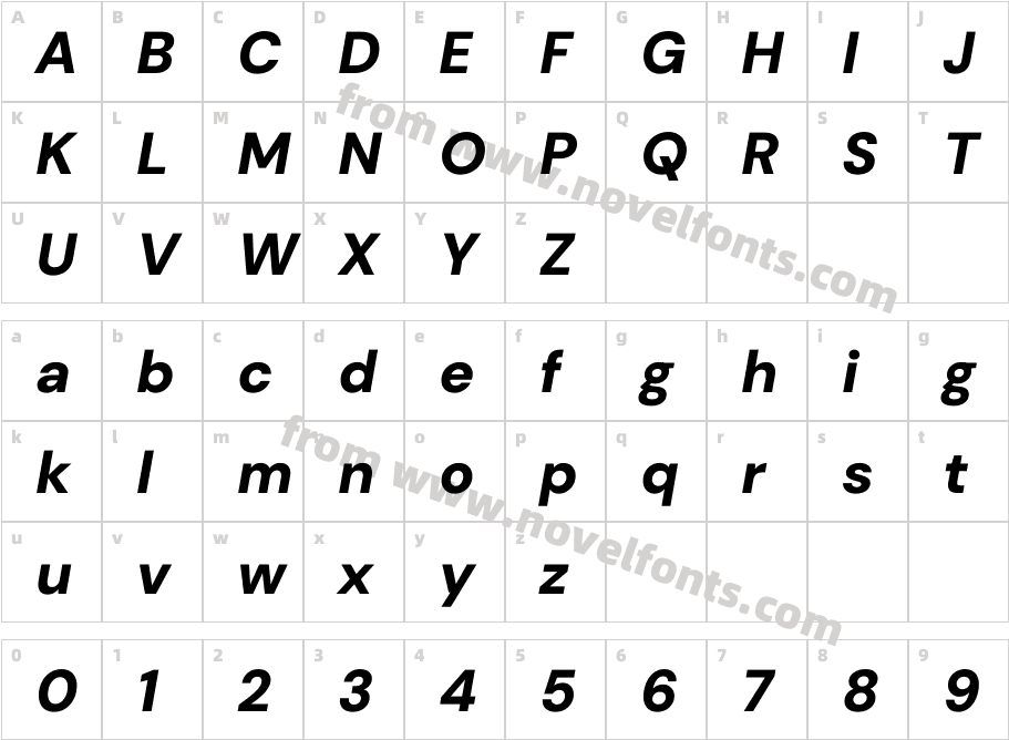 DM Sans 24pt Black ItalicCharacter Map
