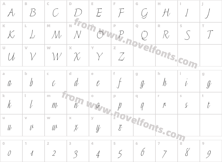 Linotype Finerliner MicroCharacter Map