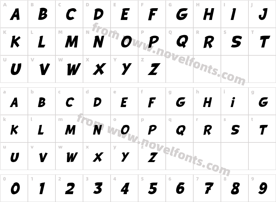 DUCKO ITALICCharacter Map