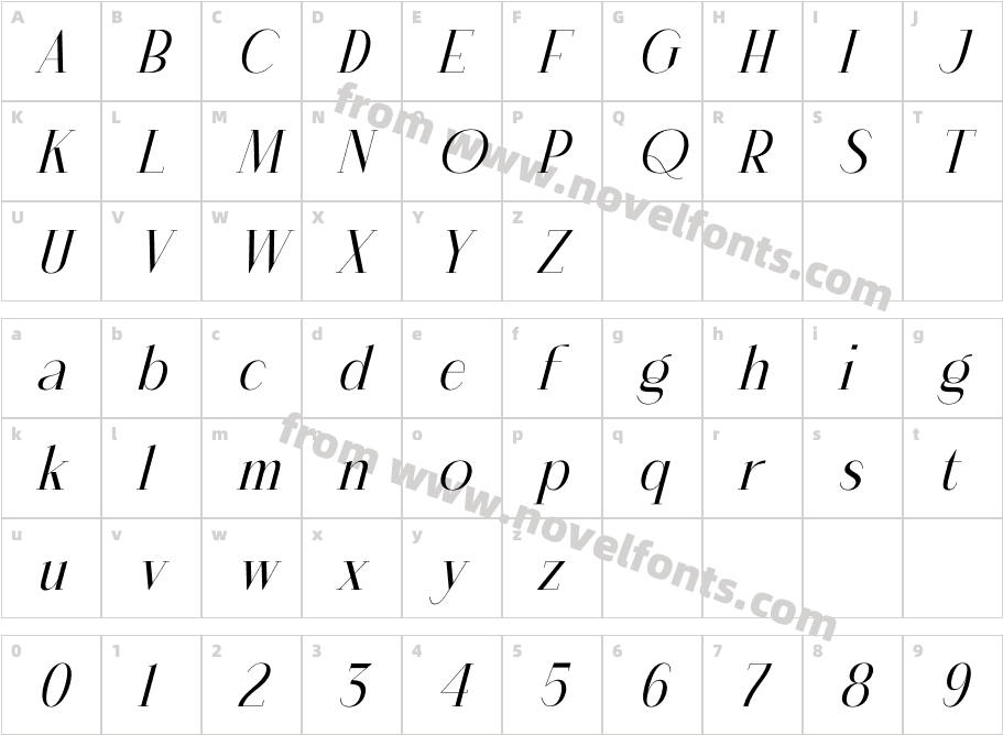 Dagilian ItalicCharacter Map