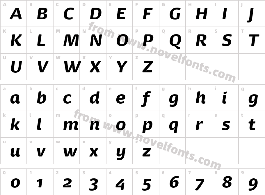 Dancer Pro Black ItalicCharacter Map