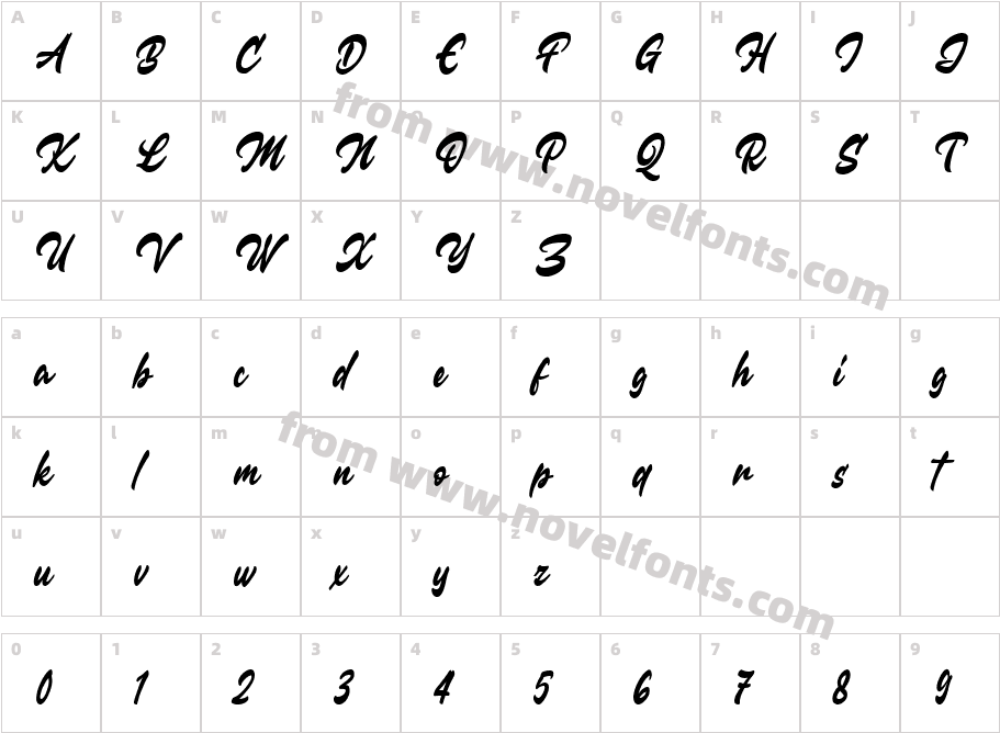 Dark Brush RegularCharacter Map