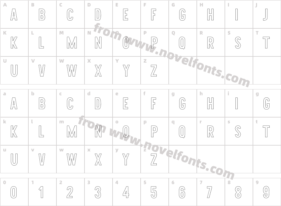 Darling Romance Outline slim RegularCharacter Map