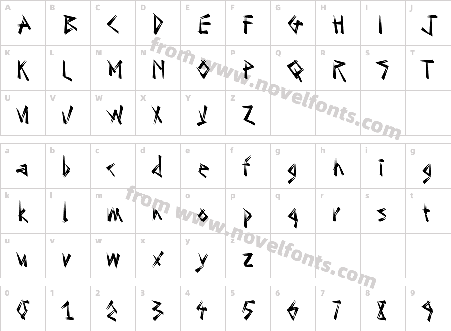 LinotypeTiger-BraveTwoCharacter Map