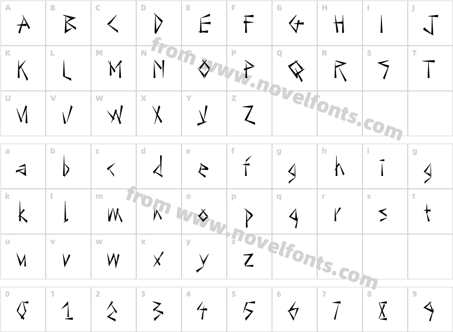 LinotypeTiger-TameCharacter Map