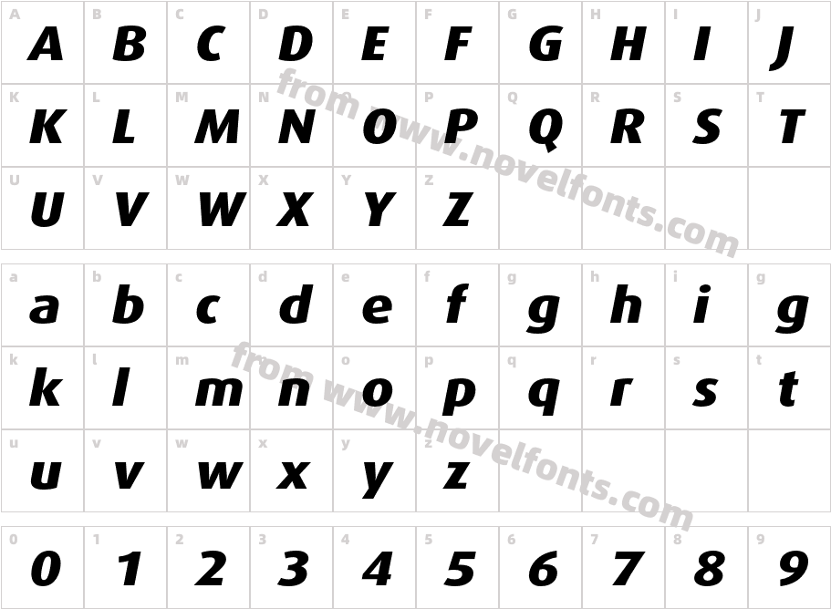 Dax Pro Wide Extra Bold ItalicCharacter Map