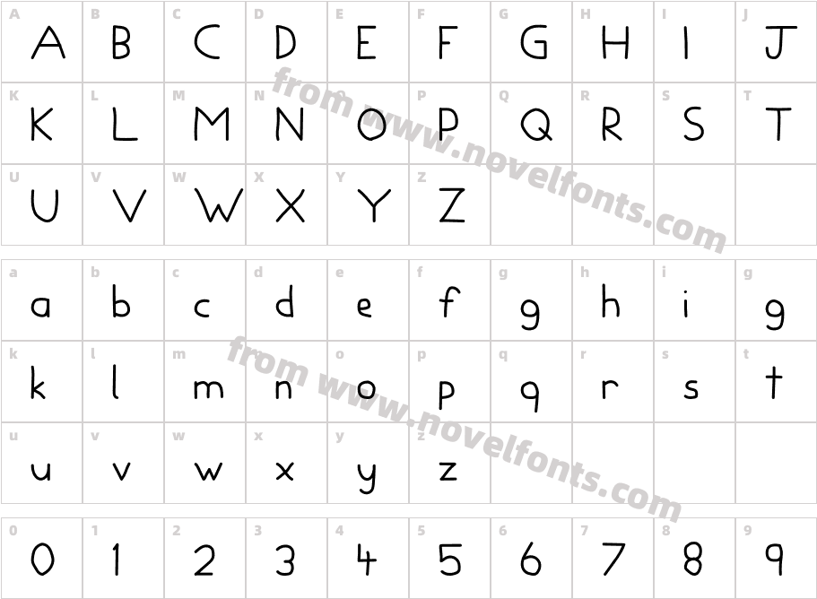 Daz Handwriting RegularCharacter Map