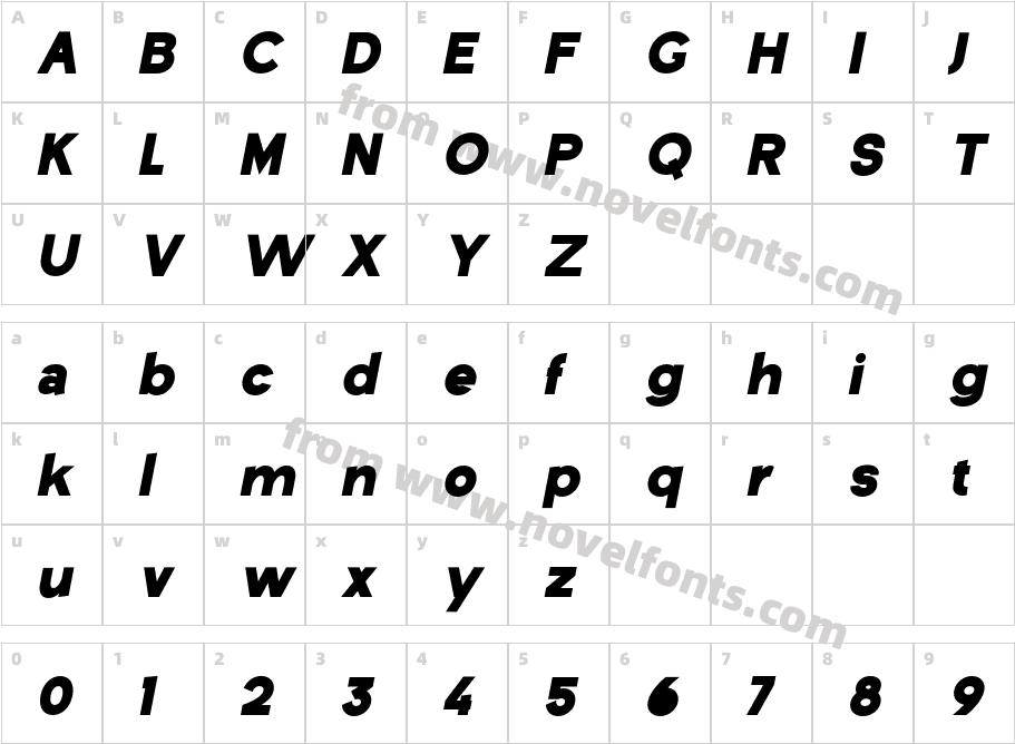 De Monte Black ItalicCharacter Map
