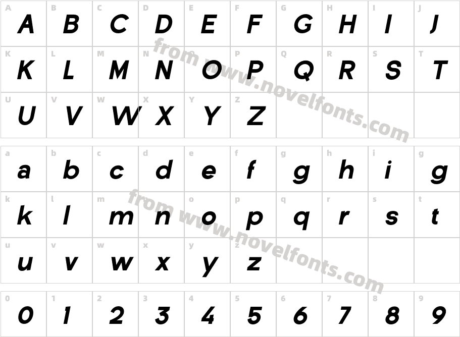 De Monte Extra Bold ItalicCharacter Map