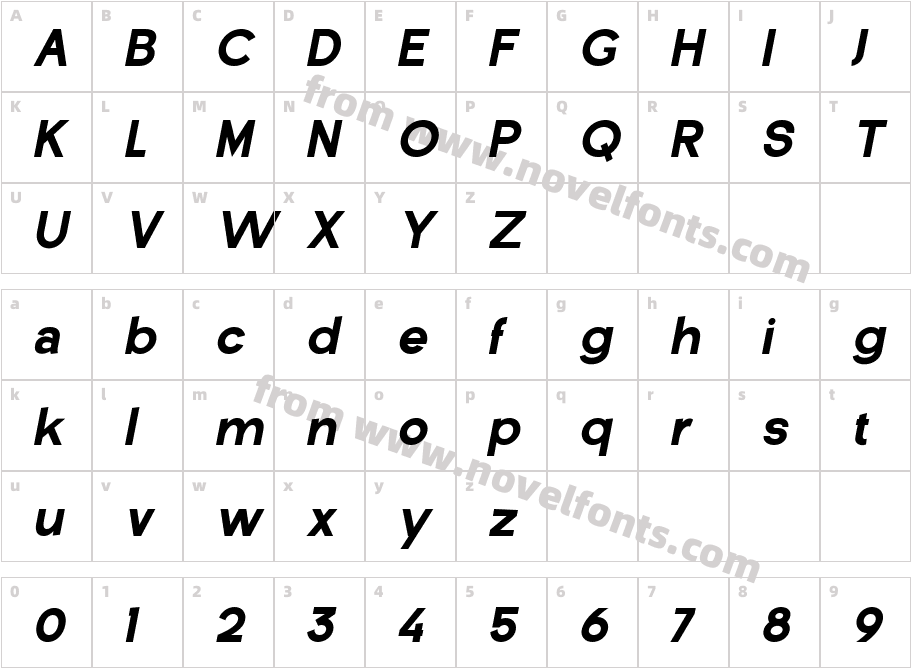 De Monte Extra Bold ItalicCharacter Map