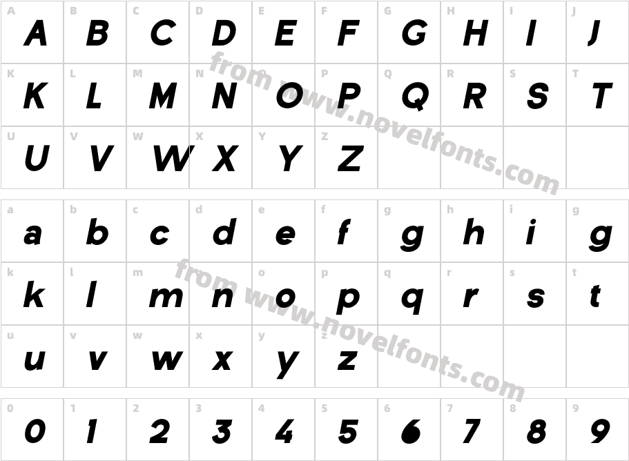 De Monte Heavy ItalicCharacter Map