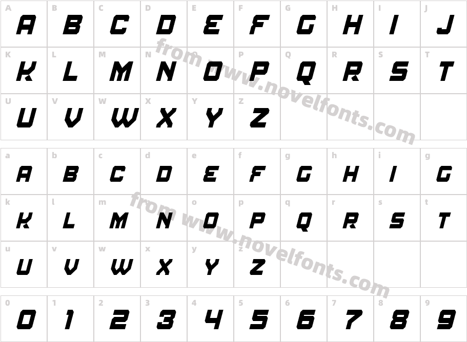 Amuro Condensed Bold ItalicCharacter Map