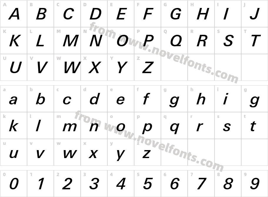 LinotypeUnivers-BasicMediumItalicCharacter Map