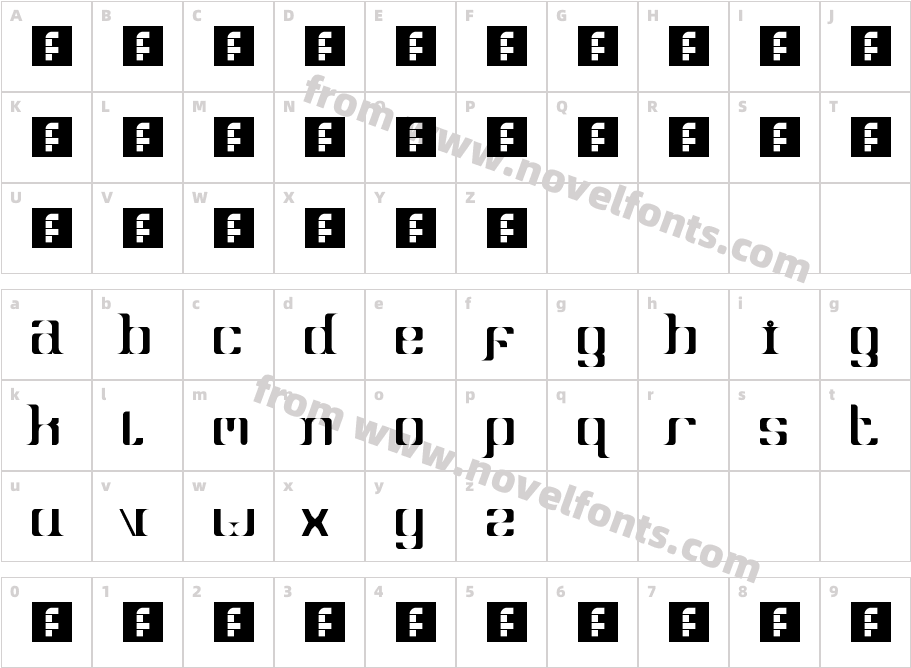 Debt Brigade Lower Case v1 RegularCharacter Map