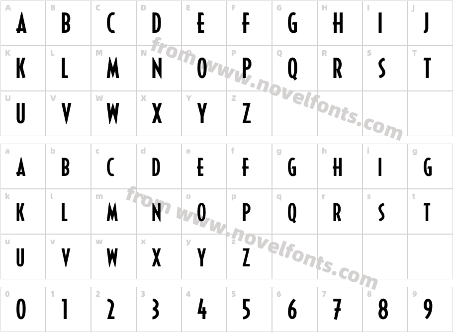 Decotura W01Character Map