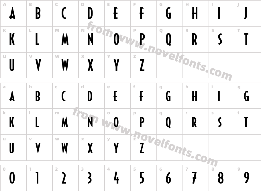 Decotura W01Character Map