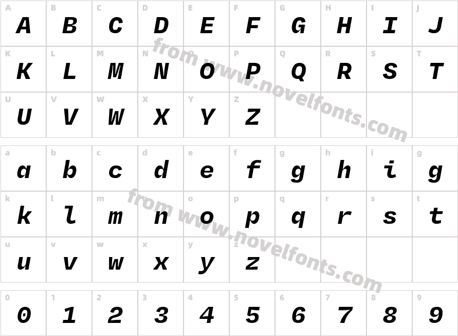 Degular Mono Demo Bold ItalicCharacter Map
