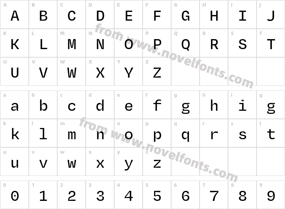 Degular Mono Demo MediumCharacter Map