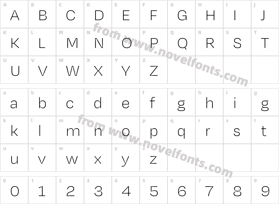 Degular Var Text ThinCharacter Map