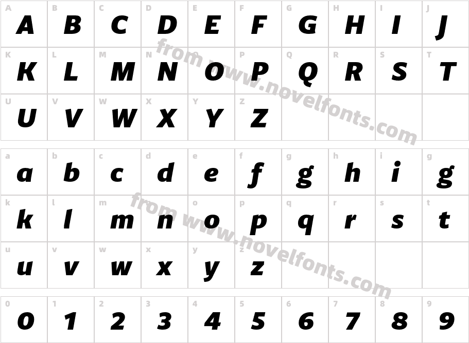 Dejanire Sans Black ItalicCharacter Map