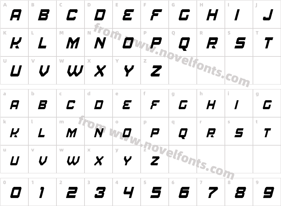 Amuro Condensed ItalicCharacter Map