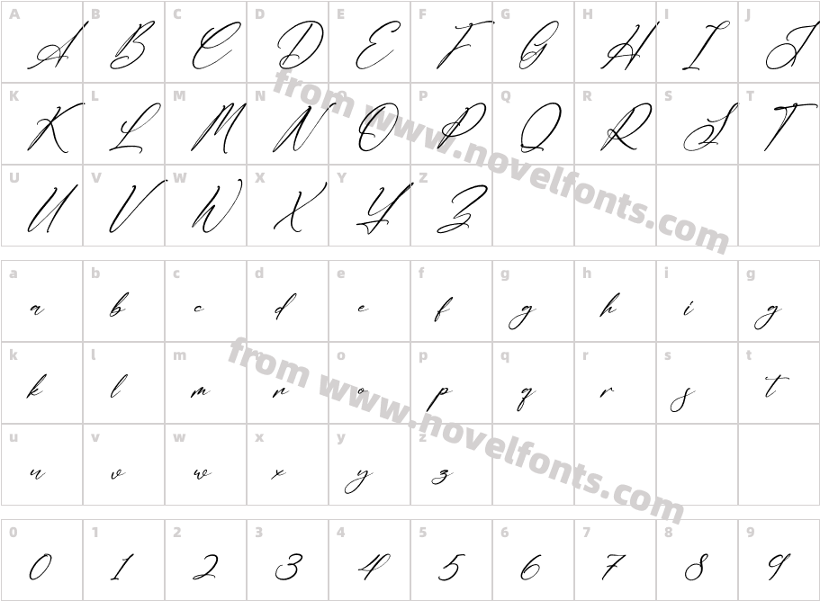 Delistaria Signature ItalicCharacter Map
