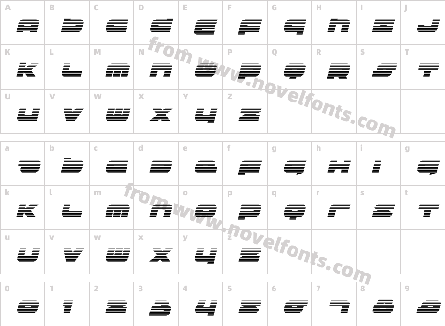 Delmoto Gradient ItalicCharacter Map