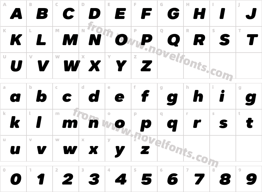 Dexa Round Black ItalicCharacter Map