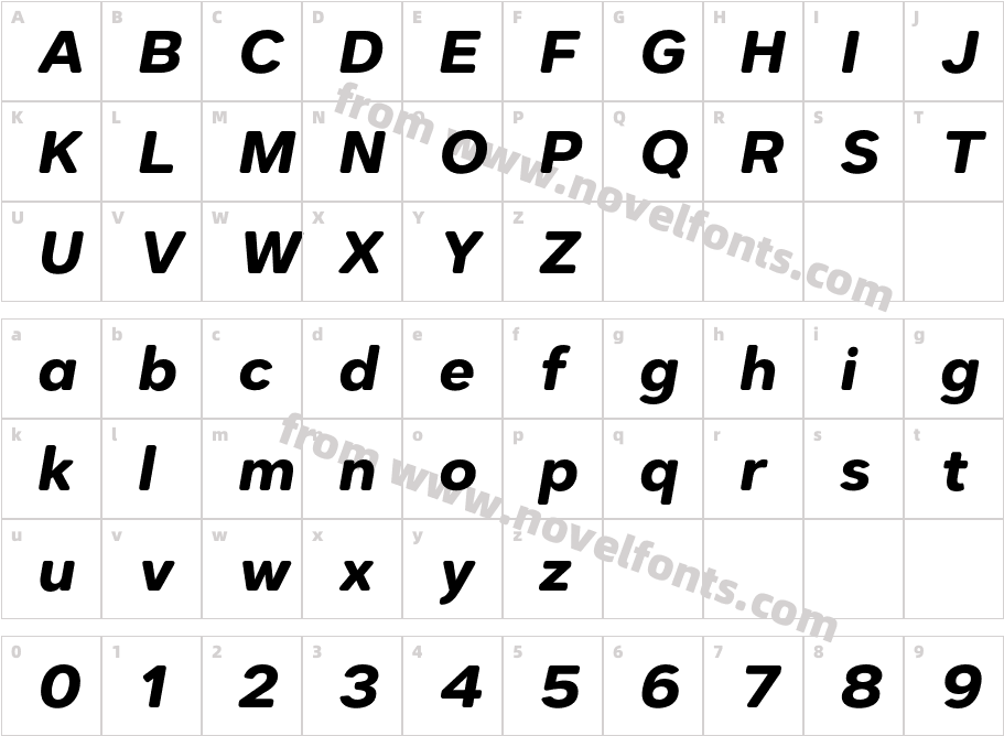 Dexa Round Bold ItalicCharacter Map