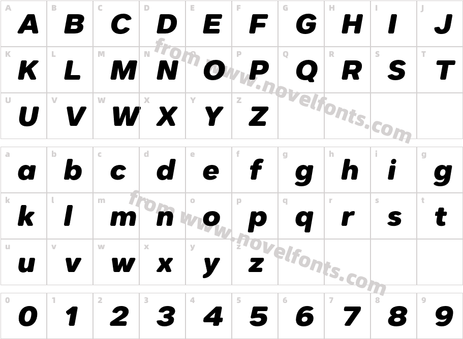 Dexa Round Extra Bold ItalicCharacter Map