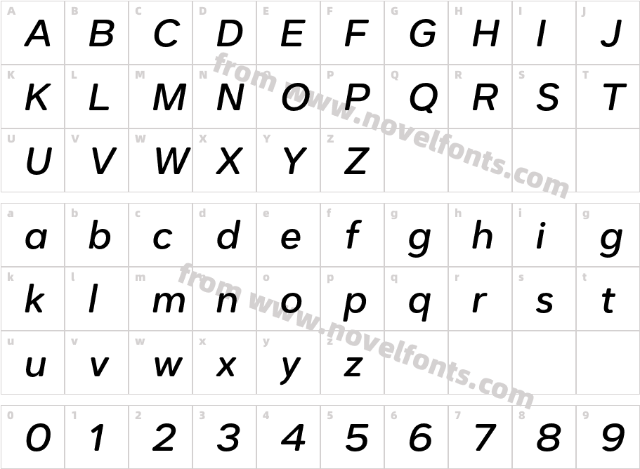 Dexa Round Medium ItalicCharacter Map