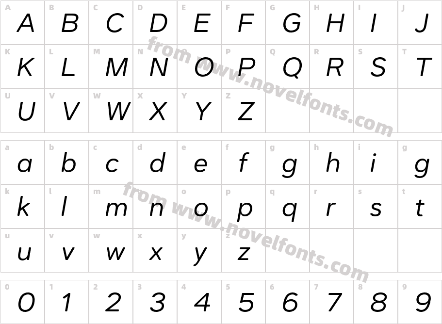 Dexa Round Regular ItalicCharacter Map