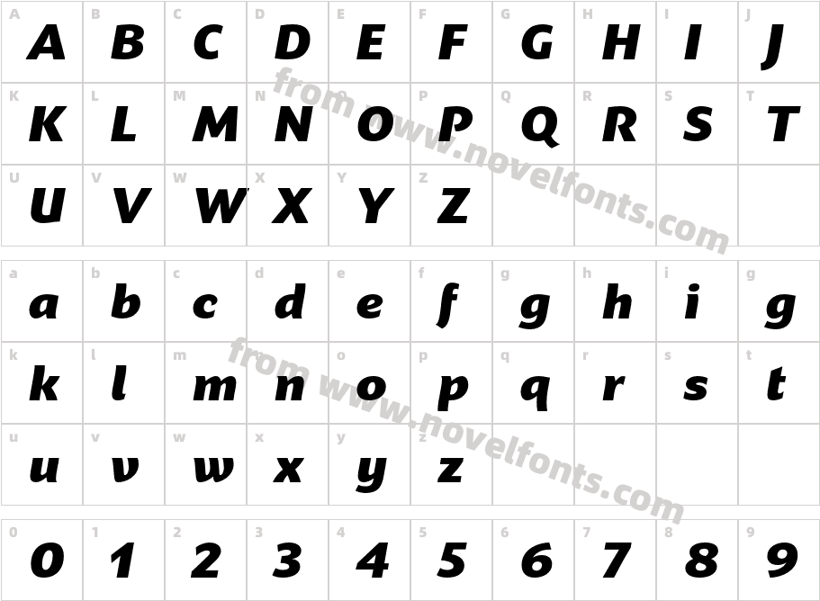 Dez Now Sans Black ItalicCharacter Map