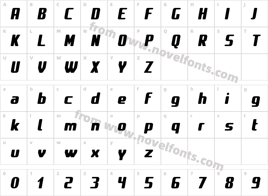 Amusette ItalicCharacter Map