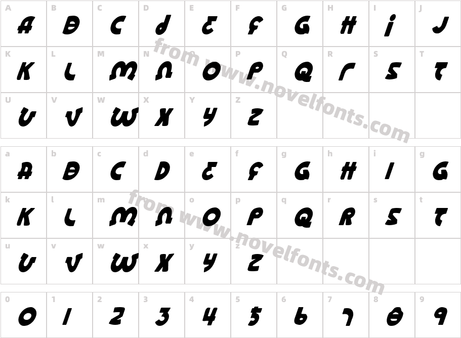 Lionel Condensed ItalicCharacter Map