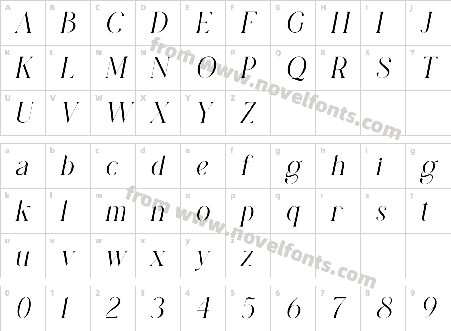 Diastema ItalicCharacter Map