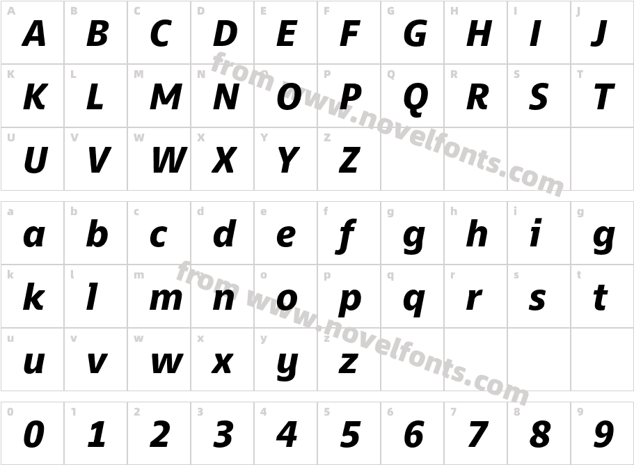 Dico Sans Extra Bold ItalicCharacter Map